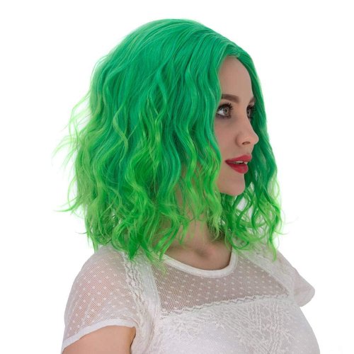 Aicos Short Curly Green Wig, 35cm Fashion Green Bob Wig Perfect for Daily Dress Carnival Party Ma...