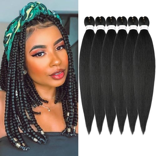 Braiding Hair Pre stretched 16 Inch Braiding Hair Extensions Hot Water Setting Synthetic Hair Pre...