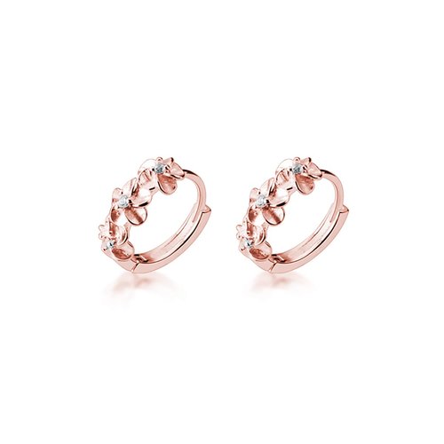 SLUYNZ 925 Sterling Silver Plumeria Flowers Hoop Earrings for Women Teen Girls Small Hoop Earrings Pretty Flowers Huggie (Rose Gold Plated)