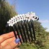 GeoGeoDIY Hair Comb, 4 Pcs Pearls Rhinestones Flower Hair Combs Pins, Vintage Wedding Headpieces Hair Tools, Hair Accessory for Women and Girls, Thick Hair, Black & White, Daily present