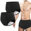 Incontinence Underwear for Men 2 Pack Washable Urinary Briefs with Front Absorbent Area Mens Incontinence Brief Leakproof Urinary Incontinence Brief Reusable Urinary Incontinence Underwear(Black, XL)