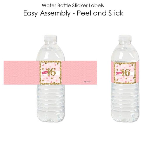 Big Dot of Happiness Sweet 16-16th Birthday Party Water Bottle Sticker Labels - Set of 20