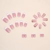 Press on Nails Short Square Fake Nails White French Tip Acrylic Nails Pink Full Cover False Nails Heart & Gold Glitter Glue on Nails Swirl & Glossy Nails for Women 24 Pcs