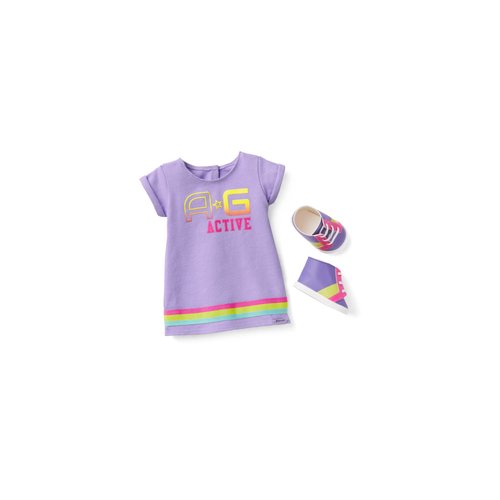 American Girl Truly Me 18-inch Doll Show Your Sporty Side Outfit with Printed T-shirt Dress and Sneakers, For Ages 6+