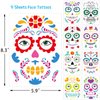 Day of The Dead Tattoos Halloween Temporary Face Tattoos Skeleton Floral Full Skull Face Mask Stickers Party Supplies
