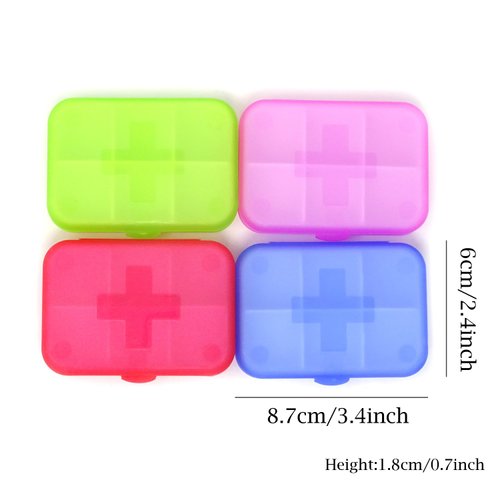 Honbay 4PCS 6 Compartments Waterproof Plastic Pill Organizer Box Case for Daily or Travel Use