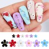 3D Colorful Flower Nail Charms White Pink Color Blue Purple Black Flowers Acrylic Nail Charms with Metal Golden Round Beads for Nail Art DIY Accessories