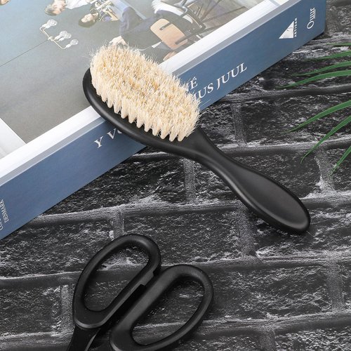 Slick Back Hair Brush, 2 Pack Soft Bristle Smoothing Hair Brushes for Women Curly Hair Detangling,Restores Shine, Horse Bristle Barber Fade Brush Beard Brush for Men, Professional Barber Accessories