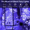 Smacen 12 Pack Black Light Fairy Lights Battery Operated UV Black String Lights Waterproof Silver Wire 7 Ft 20 Led Firefly Starry Moon Lights for DIY Glow Party Body Paint Halloween Décor