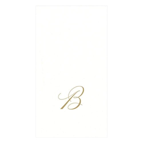 Caspari White Pearl Paper Linen Guest Towels, Monogram Initial B, Pack of 24