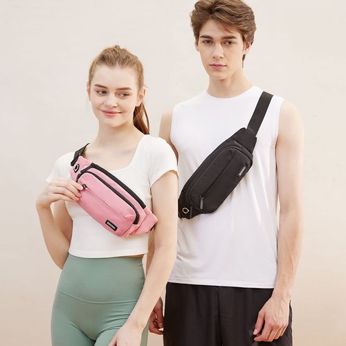 SINNO Black Fanny Packs for Women Men Fashionable Waterproof Belt Bag Gifts for Running Sport Workout Hiking Travel Crossbody Plus Size Waist Pack Phone Bag Wallets Purse Carrying All Phones