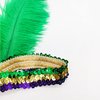 Dzrige Sequin Feather Headband Faux Feather Headdress Multicolor Feather Hair Band for Women's 20s Carnival Party Masquerade Cocktail Mardi Gras