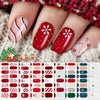 8 Sheets Christmas Nail Wraps Full Stickers Nail Polish Strips, DIY Self-Adhesive Glitter Nail Art Decals Snowflake Santa Claus Xmas Tree Red Green Party Decor with 1 Pcs Nail Files (128 Pieces)