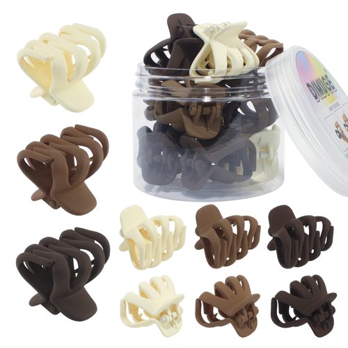 DIMUGE 4cm Sturdy Strong Grip Beige Brown and Khaki Octopus Claw Clips 9 Pcs Medium to Small Hair Clips for Women and Girls Thick Hair,Hair Clips for Styling Sectioning