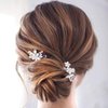 Catery Flower Bride Wedding Hair Pins Crystal Pearl Hair Set Jewelry Headpieces Bridal Decorative Hair Accessories for Women Pack of 2 (Gold)