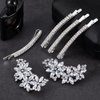 PAGOW 6Pcs Crystal Flower Bridal Hair Clips, Silver Bobby Pins Bride Wedding Hair Accessories, Rhinestone Flower Wedding Headpiece for Brides Women Girls