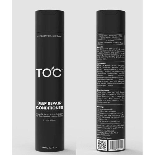 TOC Argan Oil Deep Repair Hair Conditioner 300ml, Strengthens and Repairs Weak and Brittle Hair, Keratin Conditioner for Damaged Hair, Color-Treated Hair, Dry Hair and All Hair Types - Sulfate Free