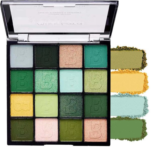 WENJLYJ 16 Colors Green Shimmer Matte Eyeshadow Palette,Highly Pigmented Green Glitter Eyeshadow Makeup Palette Pofessional Long Lasting Waterproof Colorful Eye Shadow Plattet Eyeshadow Makeup
