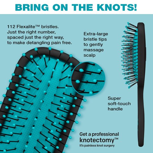 Conair The Knot Dr. hair brush - Pro Mini Detangler, Detangling, Heat Resistant, Irregular shape, Rubber, 1 Count, Black + Blue, All hair types, Unisex