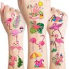 96 PCS Flamingo Temporary Tattoos Sticker Hawaiian Summer Tropical Luau Birthday Party Decorations Supplies Favors Gifts Girls Boys Baby Showers Prizes Cute Tattoo School Reward Themed