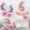 Unicorn Birthday Decorations for Girls 6th Birthday- Bouquet of Unicorn Balloons for Rainbow Unicorn Party Supplies (Number 6)