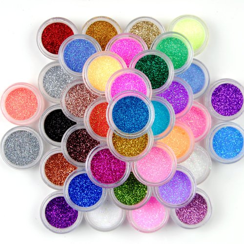 Surepromise 45 Colors Eyeshadow Makeup Nail Art Pigment Glitter Dust Powder Set