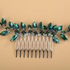 BERYUAN Bridal Full Rhinestone Hair Comb Teardrop Rhinestone Bridal Headpiece Crystal Rhinestone Hair Comb Silver Gold Wedding Hairpiece for Brides Bridesmaid (peacock green)