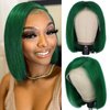 FAVE Bob Wig Human Hair 13x4 Frontal Lace Wig 180% Density Bob Glueless Wigs Human Hair Pre Plucked with Baby Hair 12 Inch Green Short Human Hair Wigs For Black Women (Green)