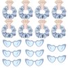 Satin Bridesmaid Scrunchies Bachelorette Hair Ties Set of 8 sunglasses Bridal Shower No Damage Hairties ideas Gift for Wedding Party Favors Bridesmaid Proposal Gifts (Dusty Blue)