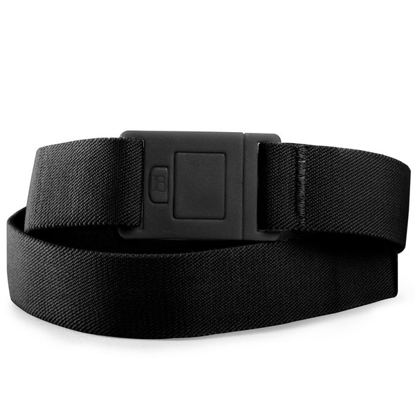BELTAWAY Square Easily Adjustable No Show Women Stretch Belt Invisible Elastic Belt with Flat Buckle for Jeans Pants|Black