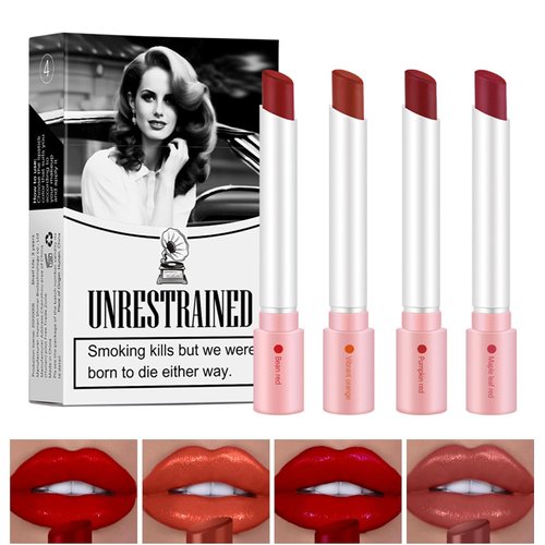 4PCS Lipstick Set, Lip Plumping Stick Sets for Teenage Girls Women, Lasting 24 Hour Waterproof Sexy Nude Lipstick