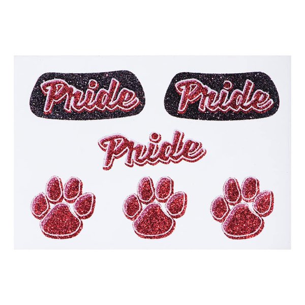 Anderson's Paw Pride Red Glitter Body Decals, 12 per Pack, Wearables, Tattoos, Cheek Cheers, Eyeblacks, Fan Gea, Sports Fan Gear,School Spirit, Football Cheerleader Accessories, Homecoming