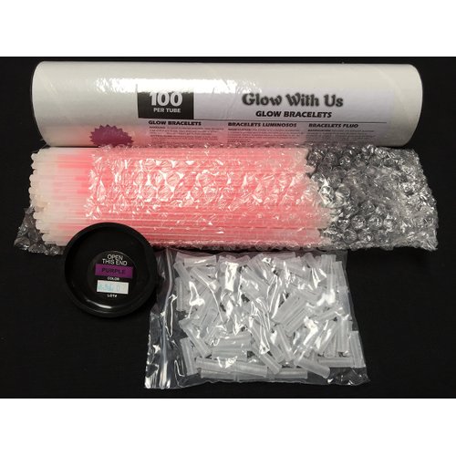 Glow Sticks Bulk Wholesale Bracelets, 100 8” Purple Glow Stick Glow Bracelets, Bright Color, Glow 8-12 Hrs, 100 Connectors Included, Glow Party Favors Supplies, Sturdy Packaging, GlowWithUs Brand