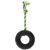 Boss Pet 52988 Dense Rubber Tire and Rope Tug Dog Toy for Strong Chewers
