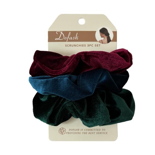 Dofash Premium Velvet Scrunchies Hair Band For Women 3Pcs (Blue + Red + Dark Green)