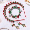 HEIDKRUEGER Christmas Bells Headband Xmas Beaded Headband Snowflake Christmas Tree Candy Cane Jewelry Set for Women Girls Holiday Gifts