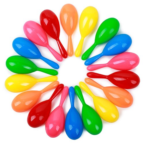 SALLYFASHION 30pcs Mini Maracas for Kids, 4.3 Inch Plastic Colorful Maracas Toy Mexican Fiesta Luau Party Noisemaker for Cinco de Mayo Day Musical Instruments for Toddlers Party Favors
