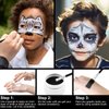 3-Piece Black White Face Paint Set (2 White, 1 Black) - 1.76 oz Each, Includes Sponge and Brushes, Professional SFX Makeup Kit for Halloween, Skeleton, Ghost, Skull Cosplay, Full Coverage Body Paints
