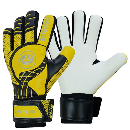 K-LO Goalkeeper Gloves: Savage Rise Soccer Goalie Gloves - Yellow Size 8 (Unisex, Youth, Kids & Adult) - Fingersaves for Protection | Strong Grip Palm