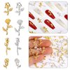 Noverlife 120PCS 3D Rose Nail Art Charms, Flowers Rose Buds/Blooming Nail Art Accessories Decoration, DIY Design Nail Art Decals Metallic Gold Alloy Mini Romantic Flowers for Girls Women