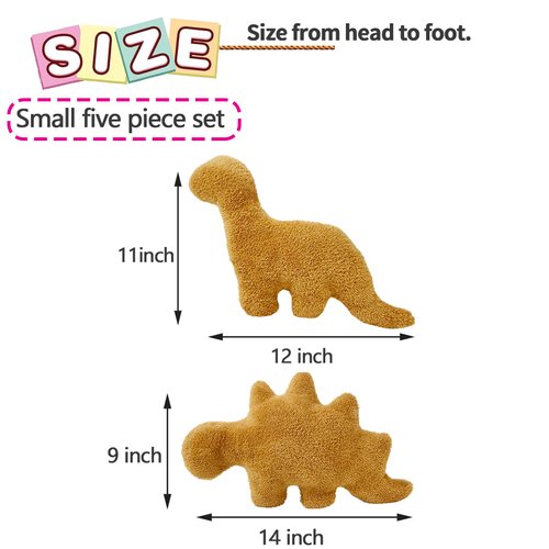 Isaacalyx 2 Pack Dino Nugget Pillow Plush, Soft Dinosaur Chicken Nuggets Pillow for Birthday Gifts, Dinosaur Theme Party Decorations (2 Packs Dino)