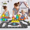 Magnetic Tiles Road Set, Magnet Tiles for Kids Ages 3-5 4-8 5-7, Magnetic Building Blocks Montessori Educational STEM Creativity Toys 3+ Year Old Boys & Girls Toddlers Kids Christmas Birthday Gifts