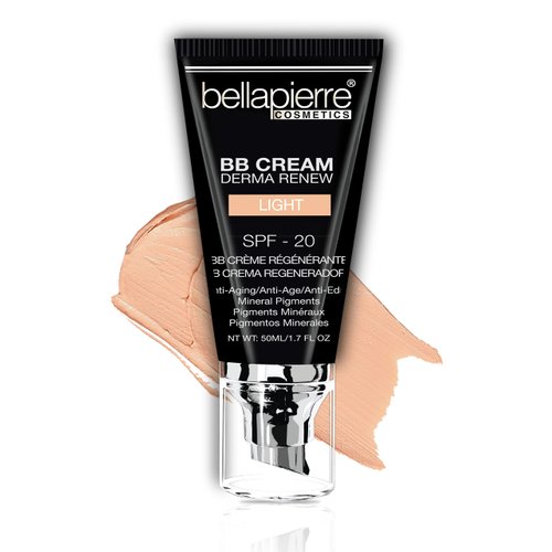 bellapierre BB Cream with SPF 20 - Tinted Sunscreen, Concealer, Matte Foundation, & Moisturizing Face Cream | Lightweight Formula + Pump Top Applicator | Non-Toxic & Paraben Free | 1.7 Oz - Light