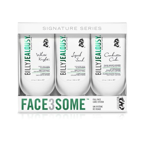 Billy Jealousy Face3Some Face Trio Vegan Mens Skin Care Kit with Travel Size Daily Facial Cleanse...