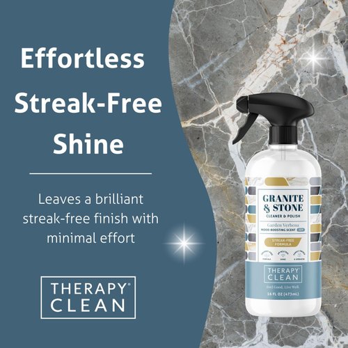 Therapy Granite Countertop Cleaner and Polish with Microfiber Cloth - Daily Granite Cleaner for Stone, Marble Cleaner, Stone Cleaner, Counter Cleaner, Soapstone, Quartz, Quartzite & Slate