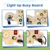Wooden Busy Board With Led Light Switch Toys for Toddlers,Sensory Board Toy,Baby Activity Button Toy Light Switch Toys Travel Toys,Gifts for 3-5 Year Old Kids,Montessori Toys for 3+ Year Old(Dinosaur)