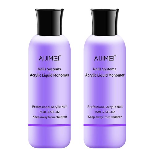 AIJIMEI Acrylic Monomer Liquid 5oz 2Pcs 75ml/2.5fl.oz Acrylic Liquid Monomer for Acrylic Powder Acrylic Nail Liquid Monomer for Acrylic Nails Acrylic for Nails Powders & Liquids