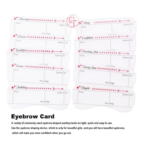 TgoBeauty 10pcs/set Eyebrow Stamp Stencil Kit Eyebrow Stencils Reusable Silicone Eyebrow Shape Makeup Aid Balance Template Makeup Measurement Tattoo Ruler (10pcs/set)