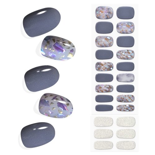 KING HORSE Semi Cured Gel Nail Stickers 24pcs Long Lasting Nail Polish Wraps Salon-Quality Semi-Cured Gel Nail Strips UV Lamp Required Semicured Gel Nail Wraps for Women