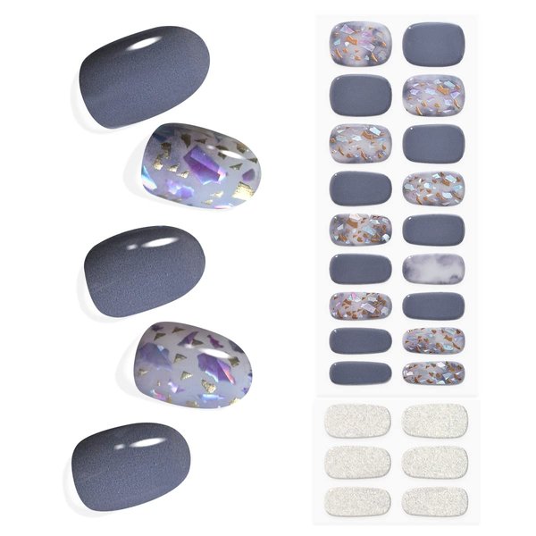 KING HORSE Semi Cured Gel Nail Stickers 24pcs Long Lasting Nail Polish Wraps Salon-Quality Semi-Cured Gel Nail Strips UV Lamp Required Semicured Gel Nail Wraps for Women